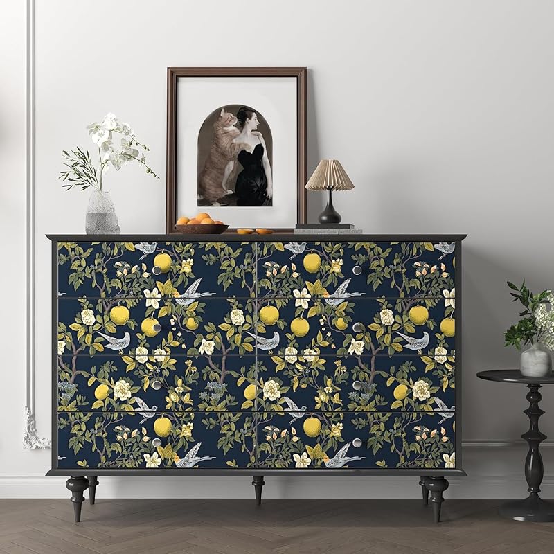 Papel tapiz autoadhesivo botánico floral 17.5x393.7"