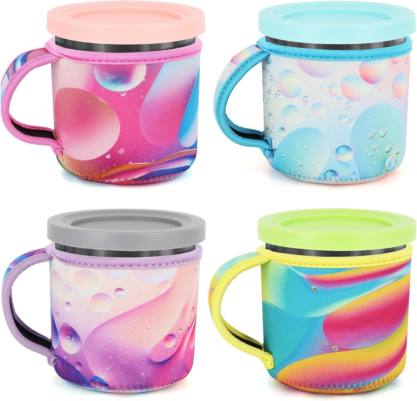 4 Fundas Neopreno para Helados con Asa Reutilizables NC301