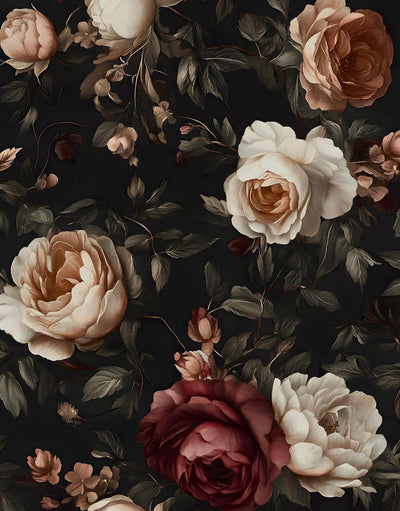 Papel tapiz floral oscuro autoadhesivo 17.5x393
