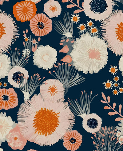 Papel tapiz floral rosa azul oscuro 17.5x393pulg autoadhesivo