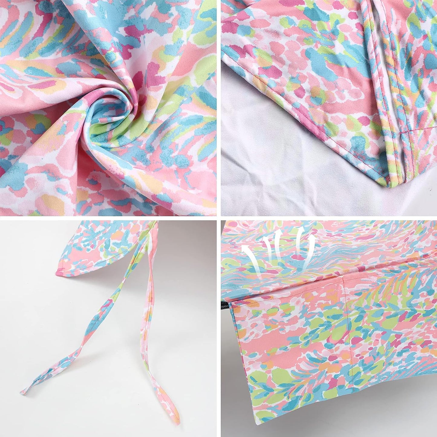 Toalla silla playa con bolsillos y clips rosa
