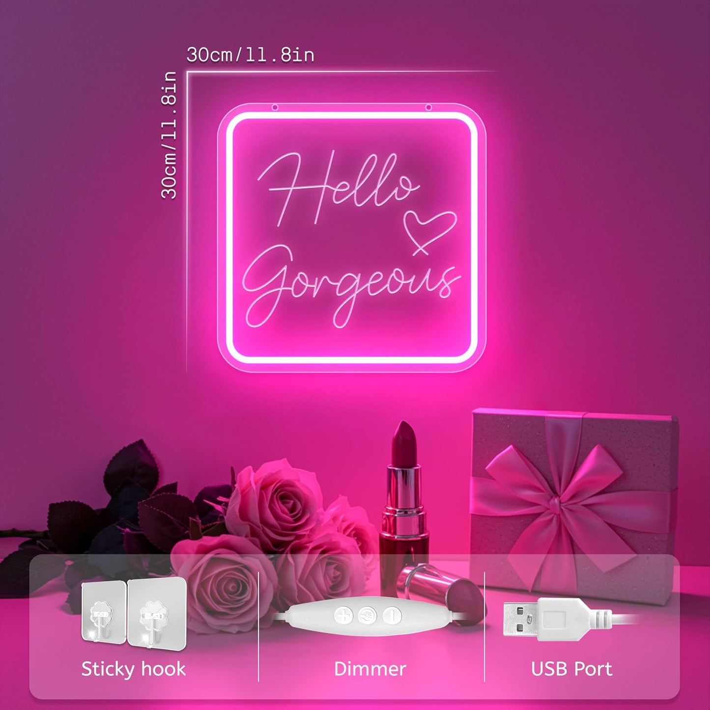 Letrero neón led rosa para decoración habitación niñas