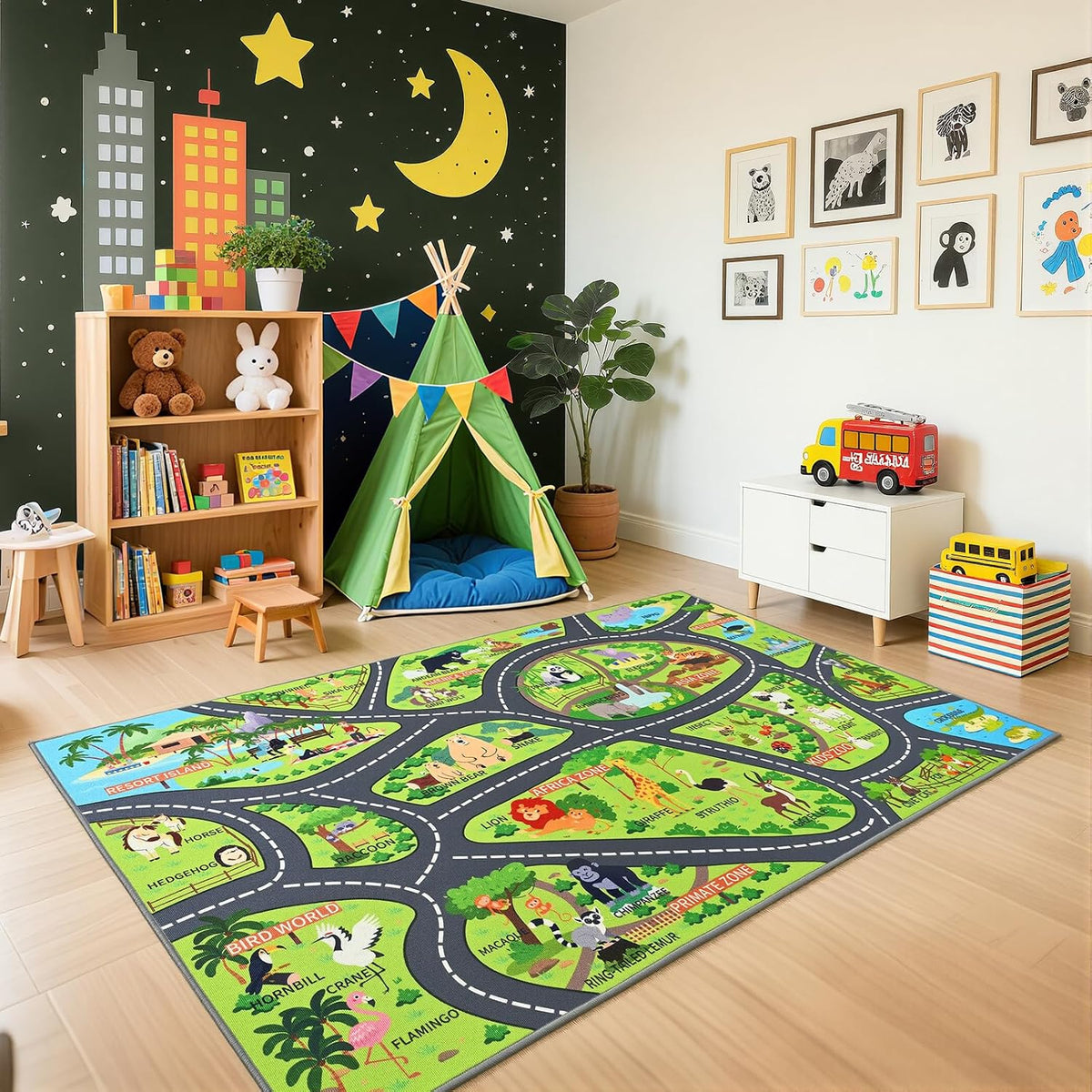 Alfombra para niños con animales antideslizante 4