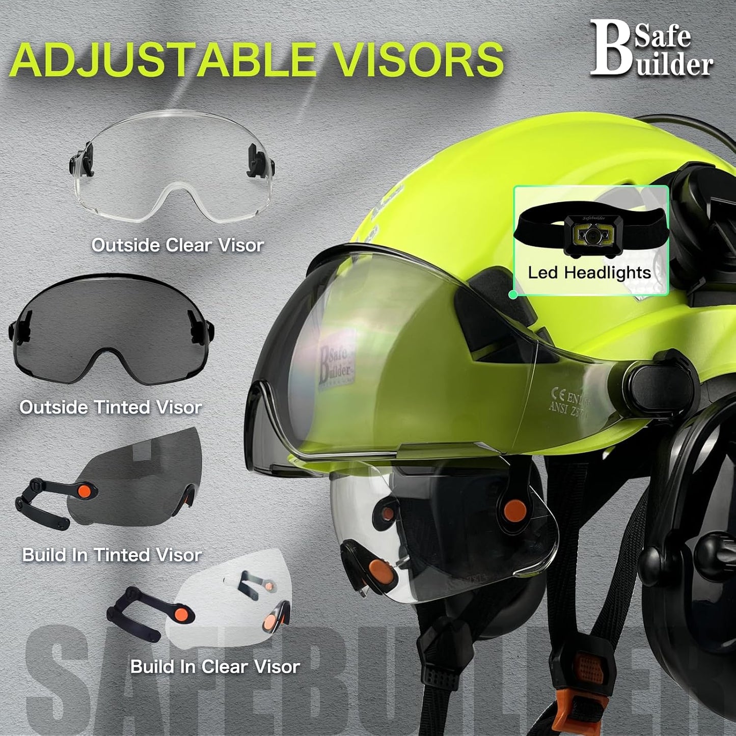 Casco seguridad visera orejeras Bluetooth SNR 26dB ANSI