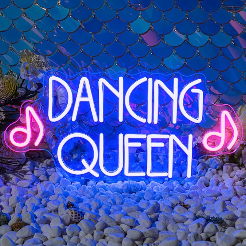 Letrero Neón Dancing Queen LED 16.6x7.9" con Interruptor USB