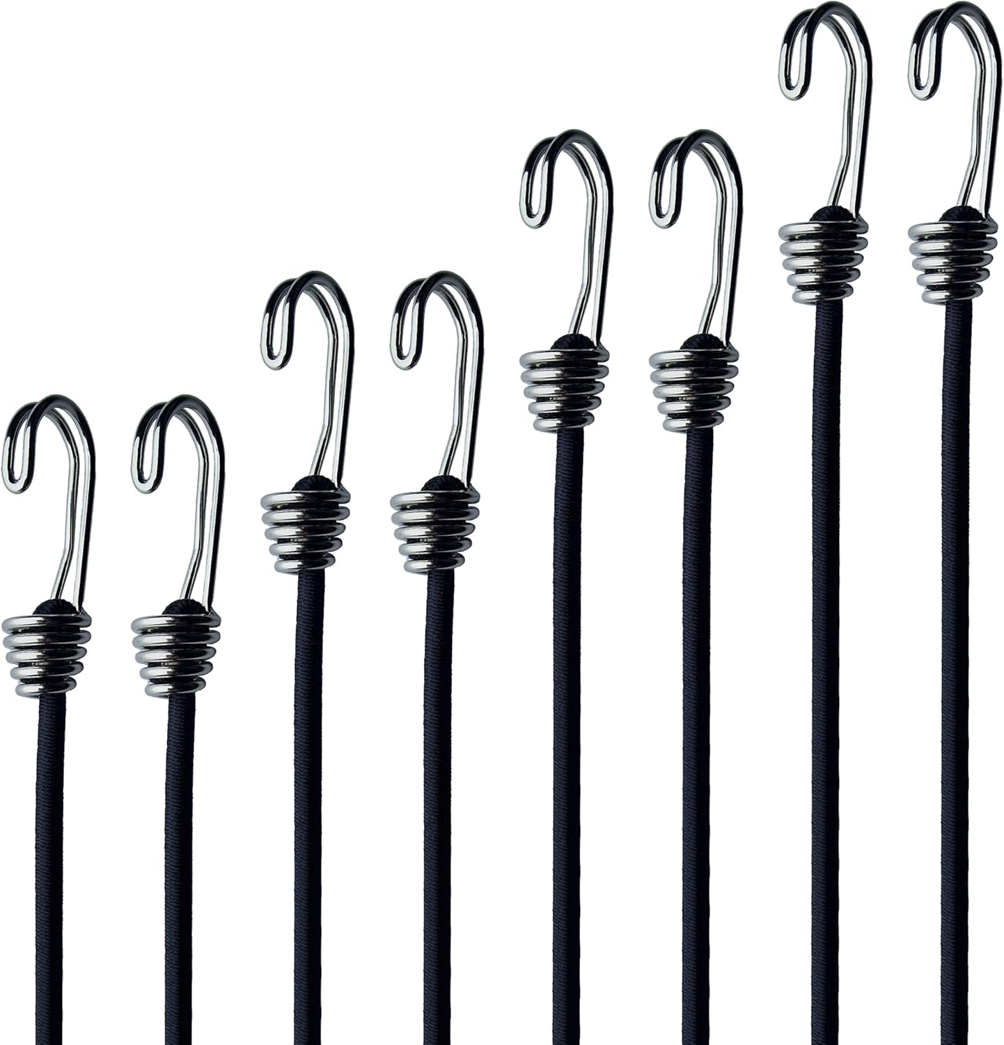 Cuerdas elásticas con ganchos 6mm set 8 pzas negro