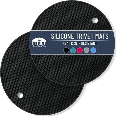 2 Salvamanteles Silicona Negro para Ollas y Sartenes