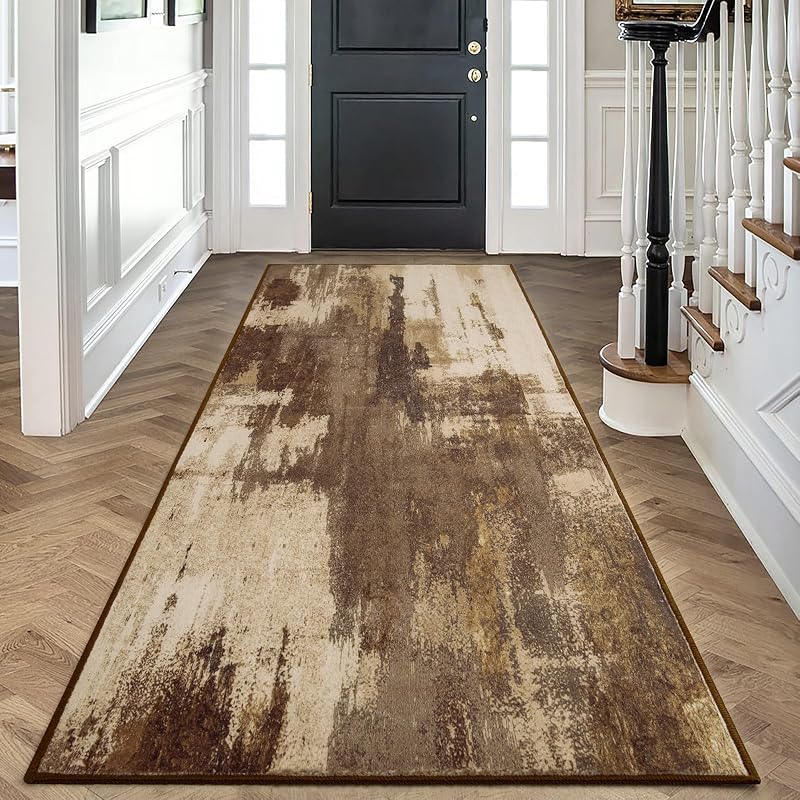 Alfombra pasillo 2x6ft antiderrap marrón con respaldo goma