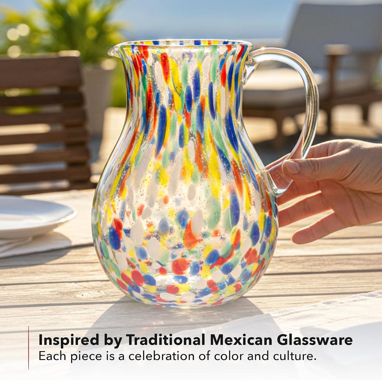 Jarra vidrio Margarita soplado 2.5L diseño confeti