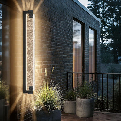 Luz LED exterior 15.7pulg cristal burbujas puerta negro