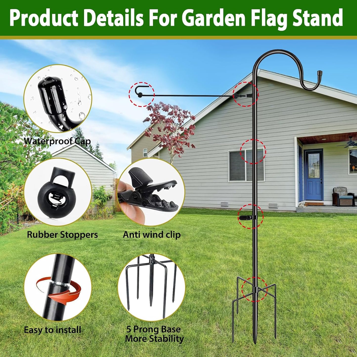 Soporte bandera poste metal 48" resistente exterior