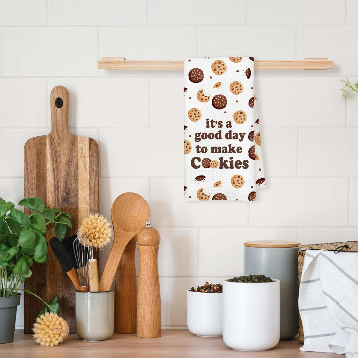 Toallas de cocina para hornear con texto "It's a Good Day to Make Cookies"