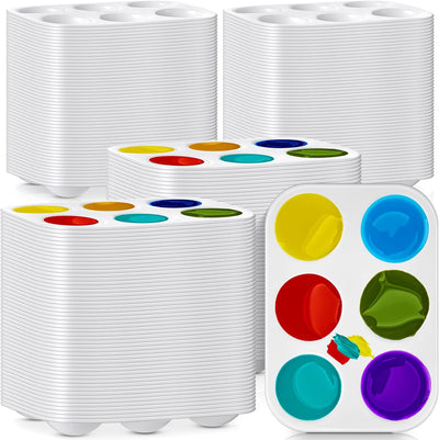 200 Paletas Pintura Plástico Blanco 6 Pozos