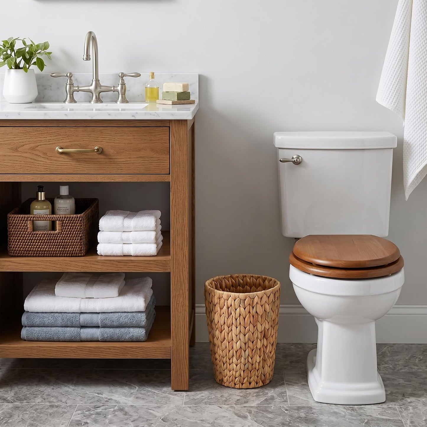 Cubo basura mimbre baño dormitorio oficina