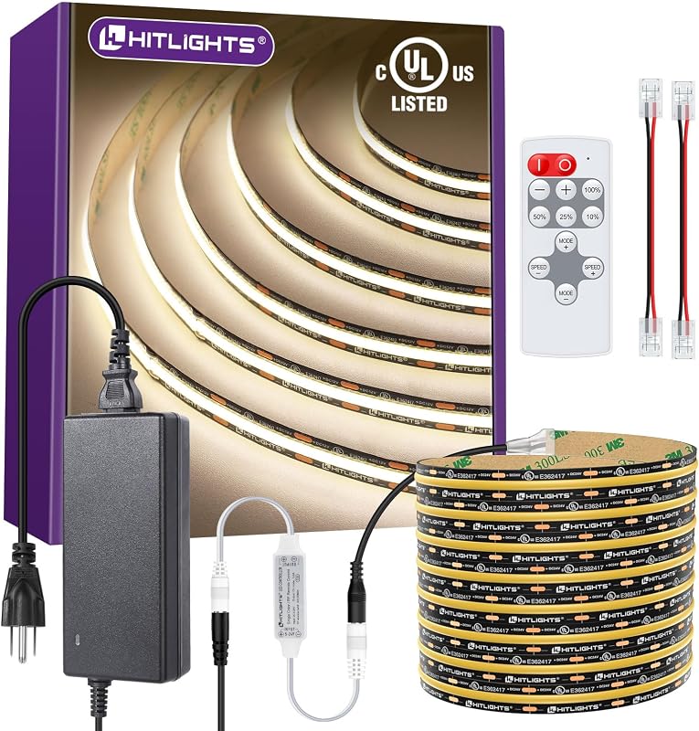Kit tiras LED blancas 16.4pies 4000K control remoto