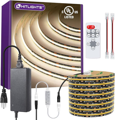 Kit tiras LED blancas 16.4pies 4000K control remoto