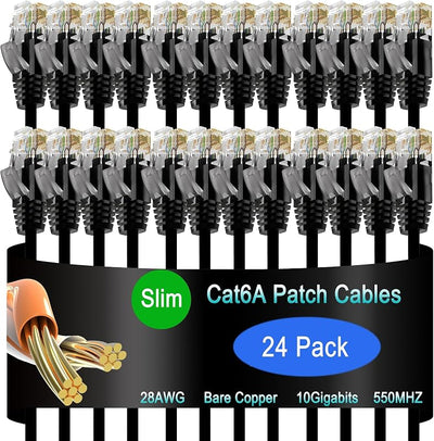 Cable Ethernet Cat6a 1pie 24pzas 10G negro