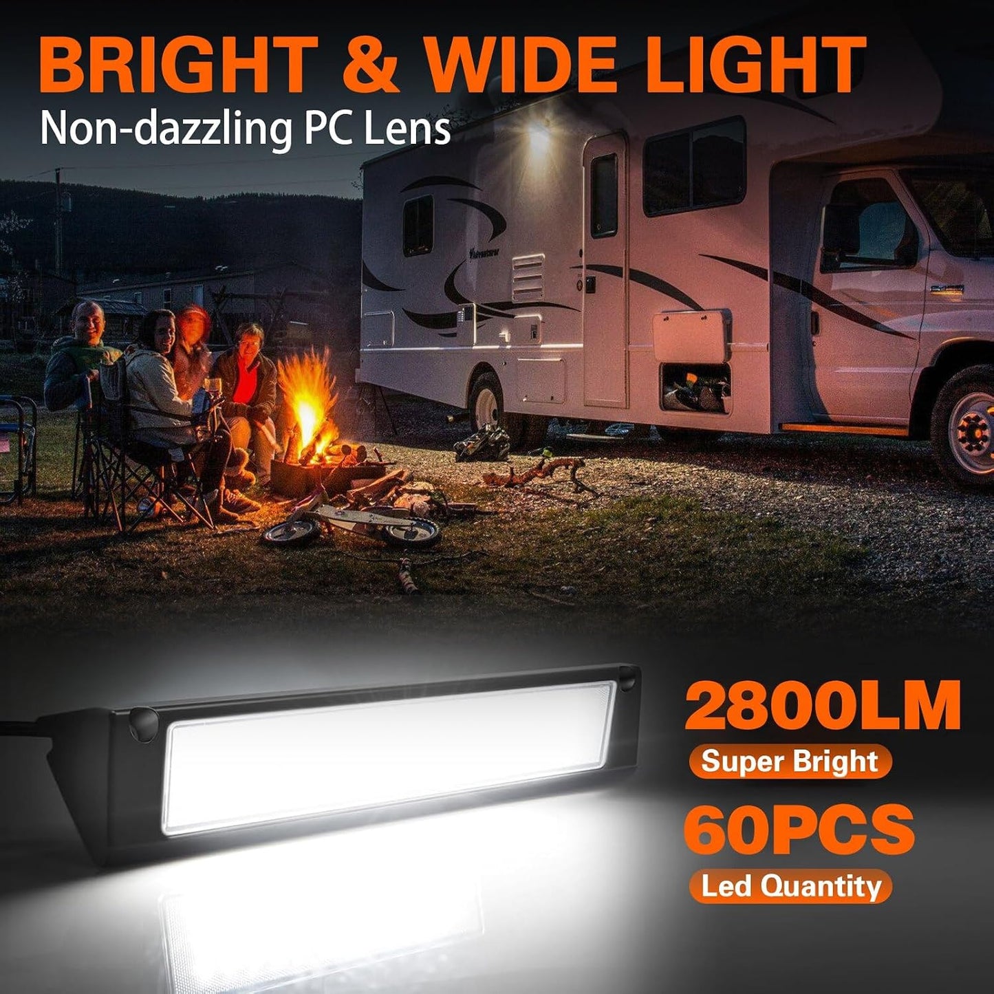 Luminaria LED aluminio 6000K para RVs y remolques