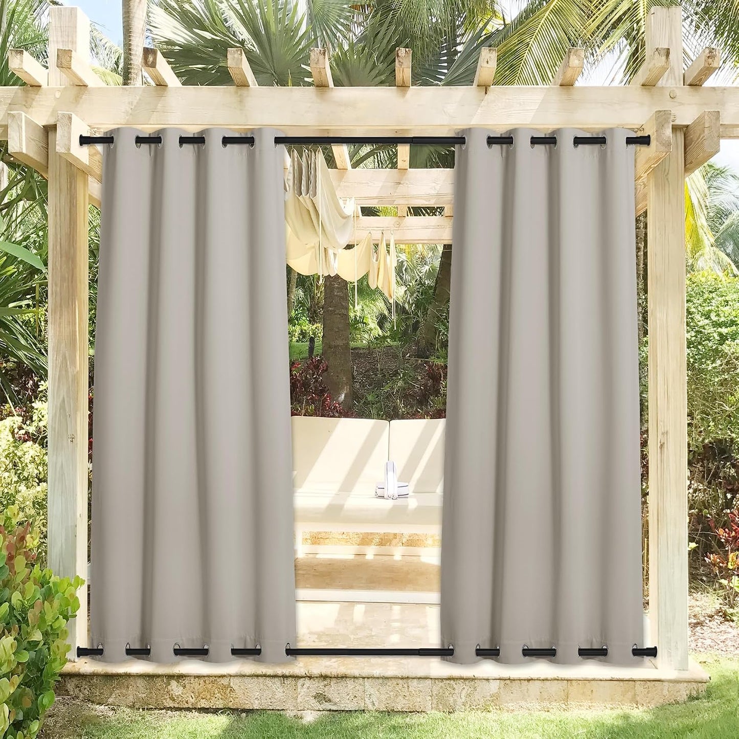 2 Cortinas impermeables exteriores 108" a prueba de viento