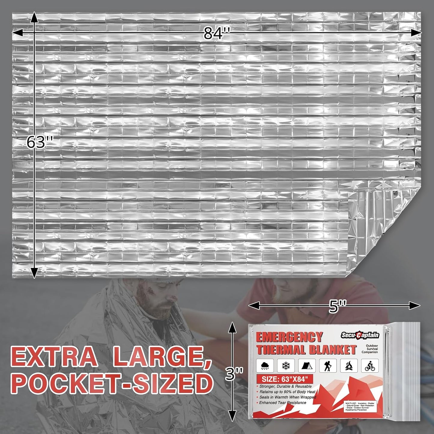 Manta térmica Mylar 84x63" kit 100uds