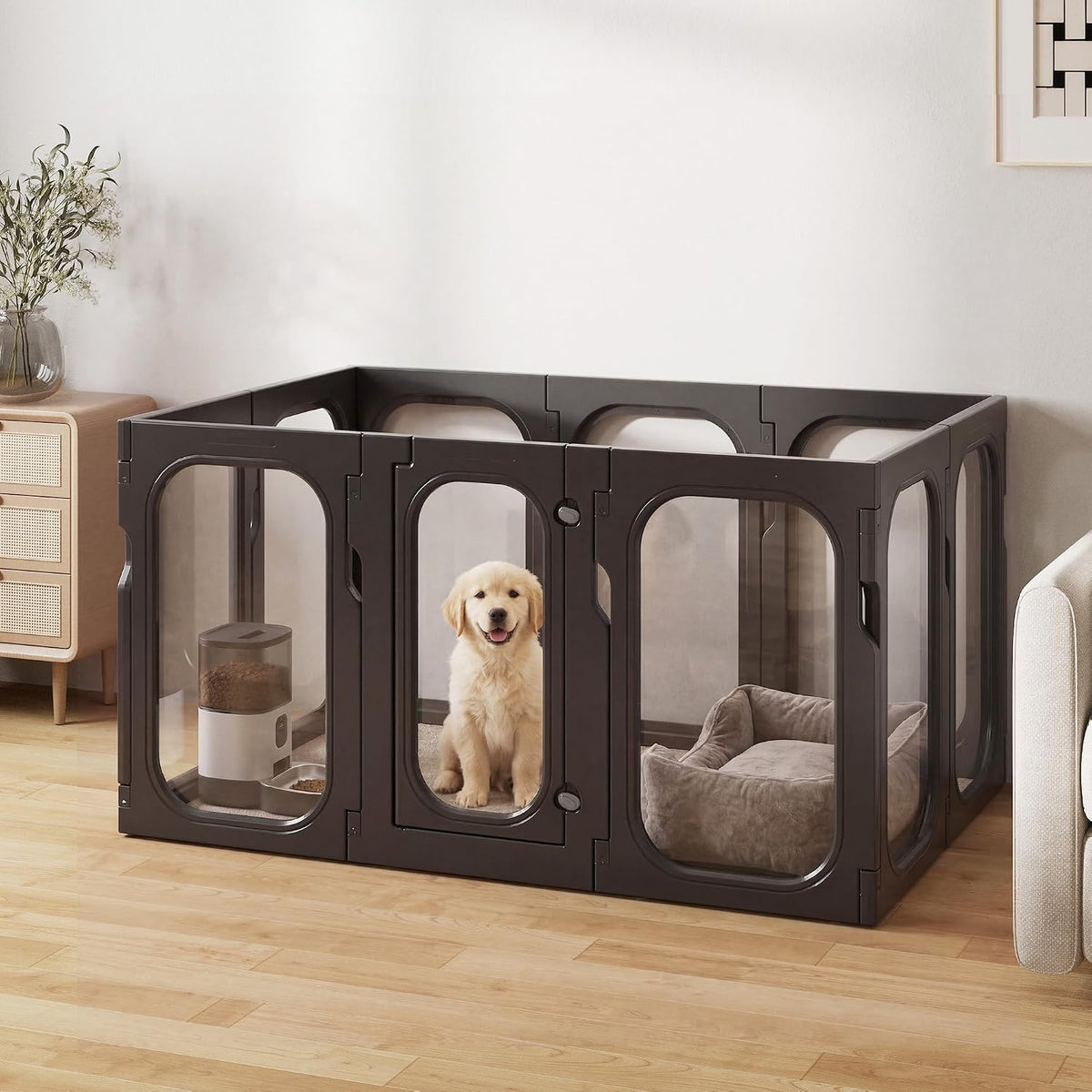 Corralito acrílico transparente para perros pequeños 26pulg
