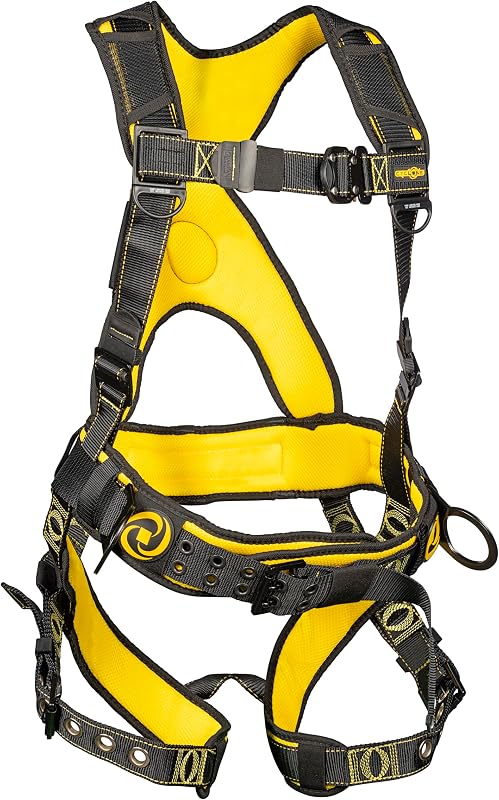 Arnés construcción cinturón TB anillos D negro/amarillo XL