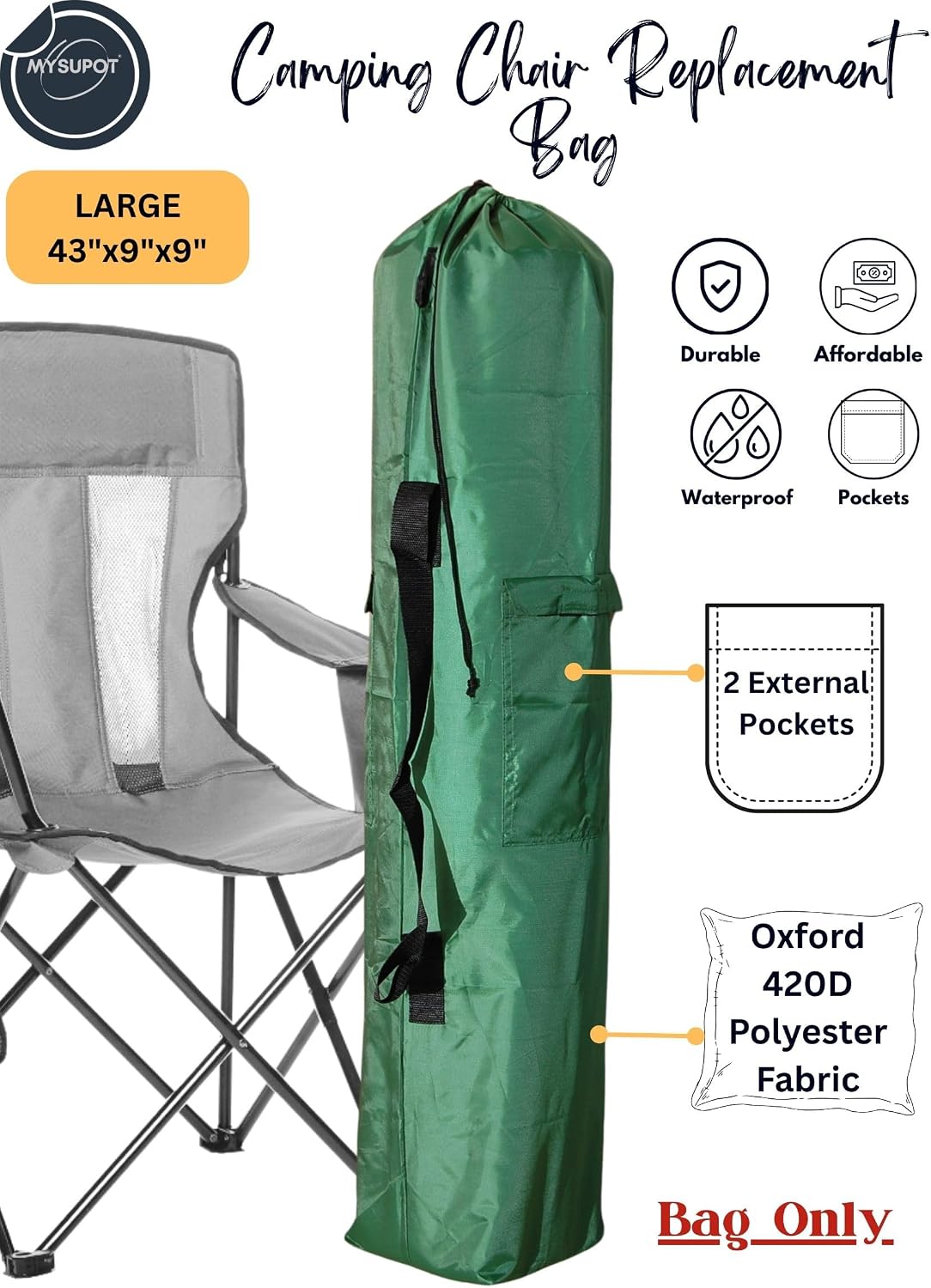Bolsa repuesto 43x9x9" para silla campamento