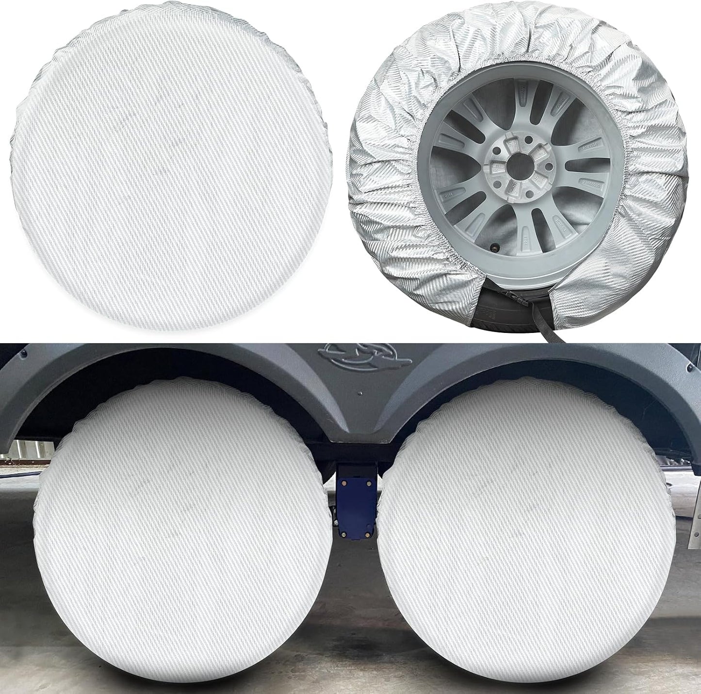 4 Fundas Neumáticos Prot. Rueda Camión SUV Fibra Carbono