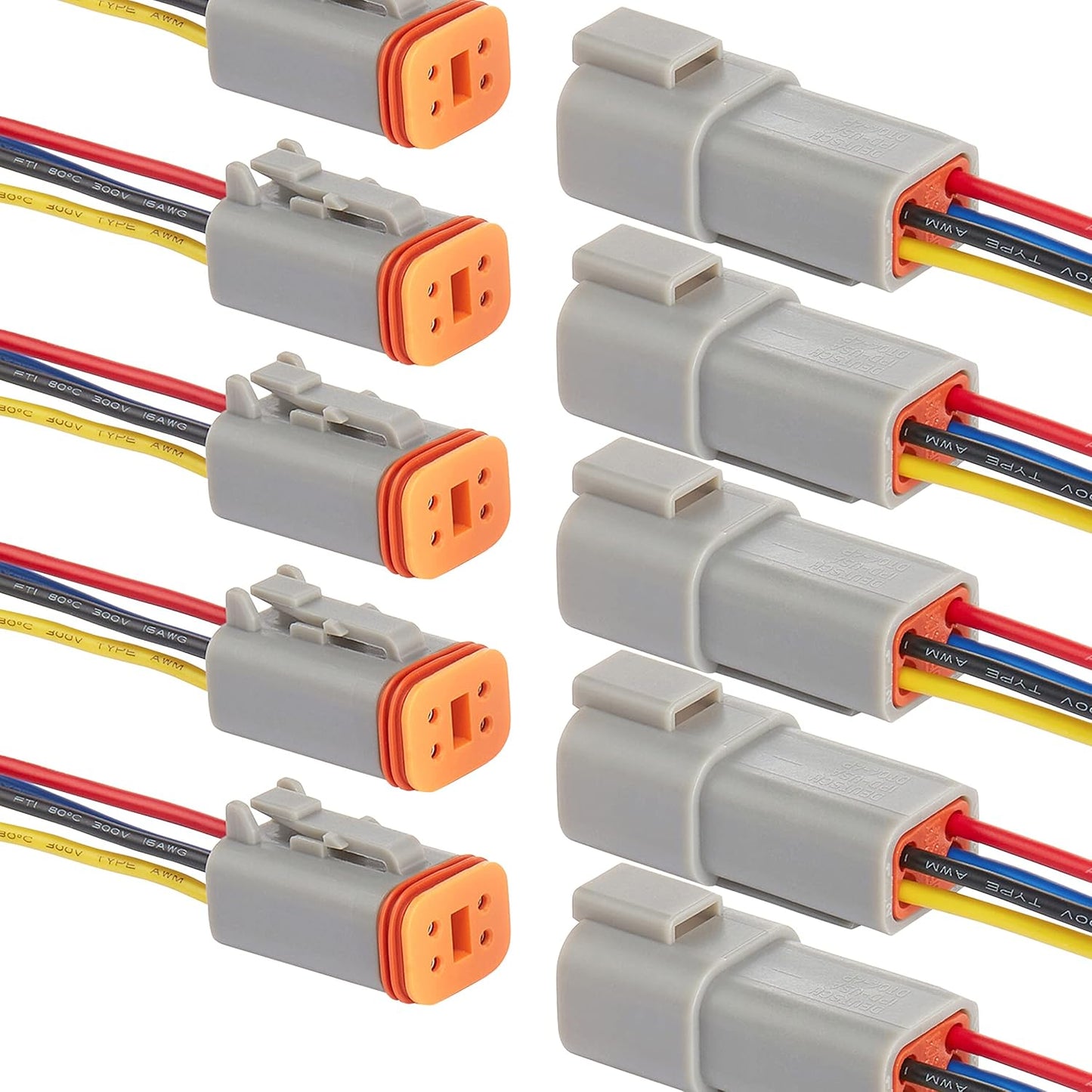 Conector eléctrico 4 vías impermeable 16 AWG para auto