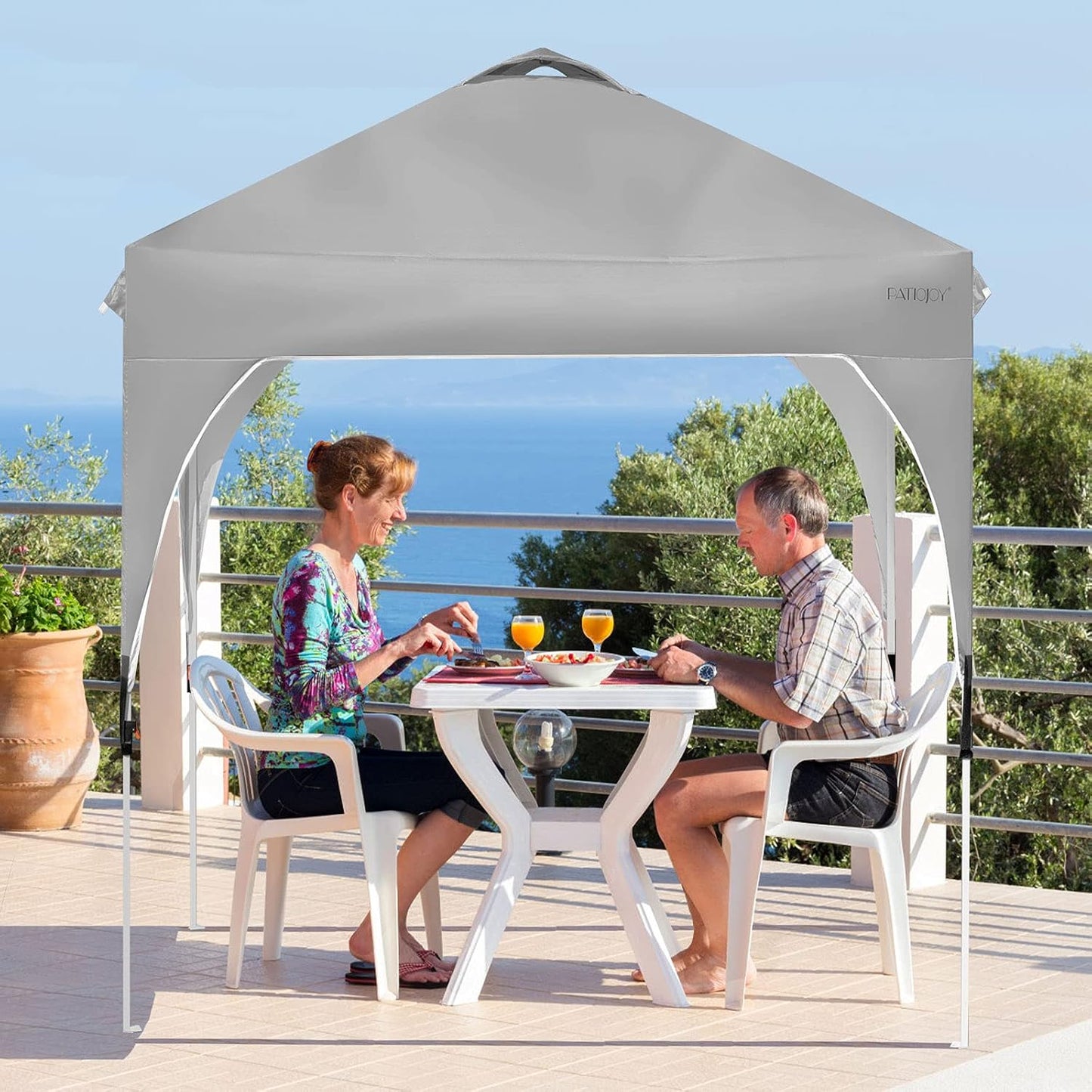 Tienda campaña desplegable 6.6x6.6pies toldo ajustable gris