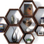 Set 8 estantes flotantes hexagonales madera granja