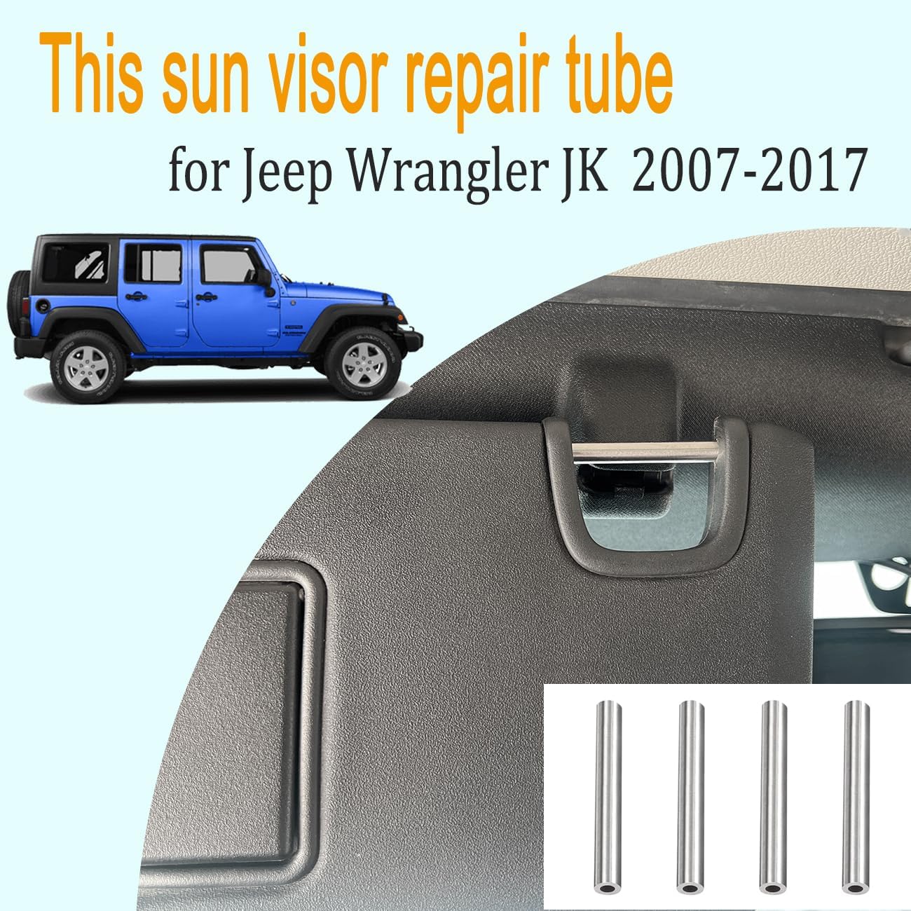 Kit reparación visera solar Jeep Wrangler JK 07-17 acero inox