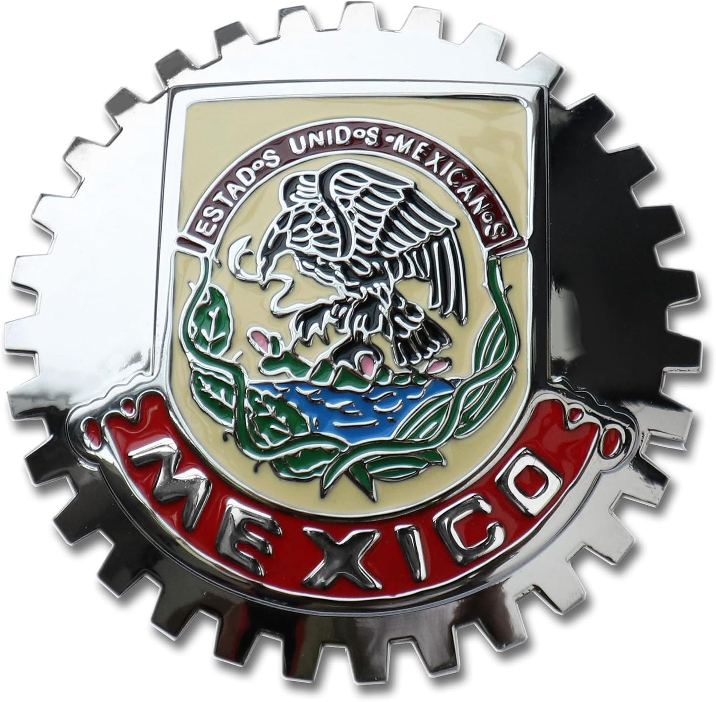 Espejo rojo cromado emblema mexicano para camiones