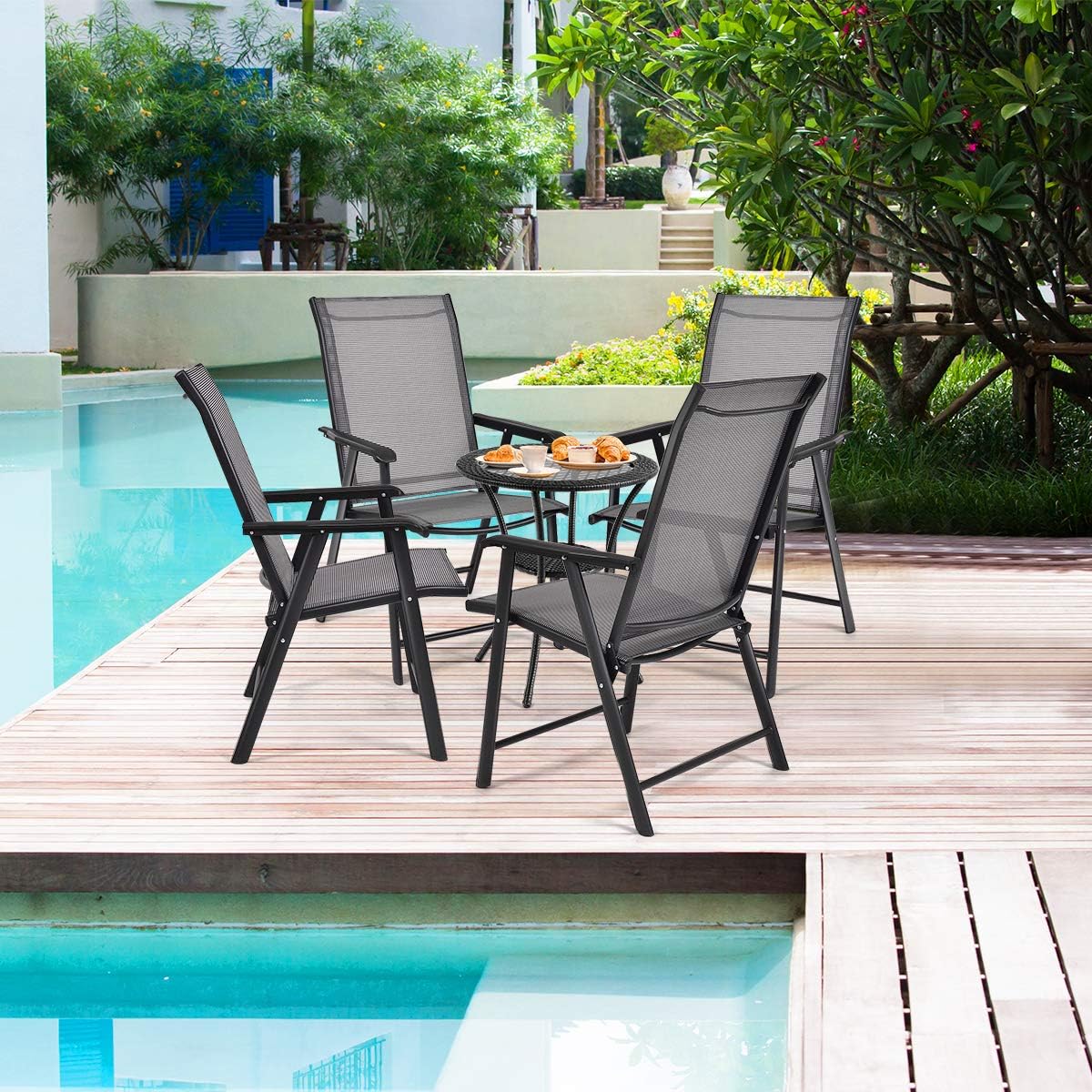 Set 4 sillas plegables para patio jardín camping playa