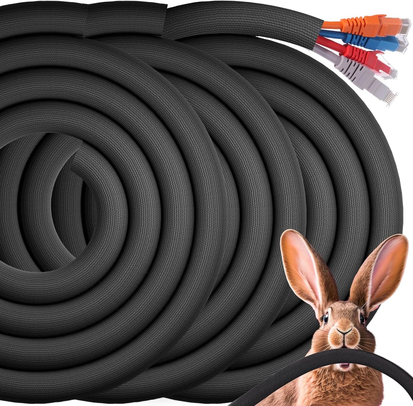 3 Fundas Cable 30ft para Mascotas 1/2pulg Negro