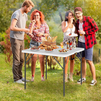 Mesa plegable plástico 34" cuadrada asa camping