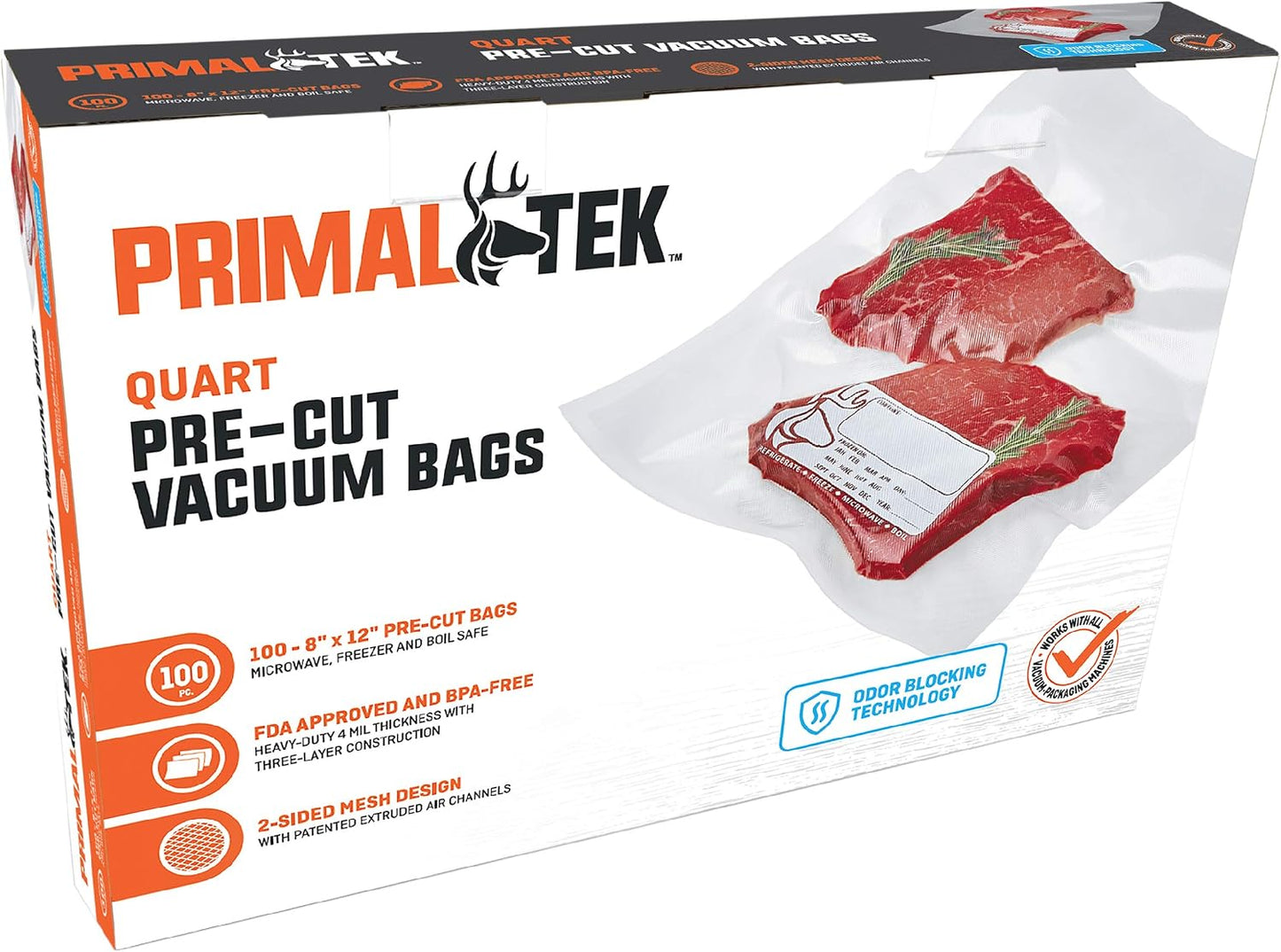 Bolsas vacío 8x12" 100qt sin BPA para alimentos