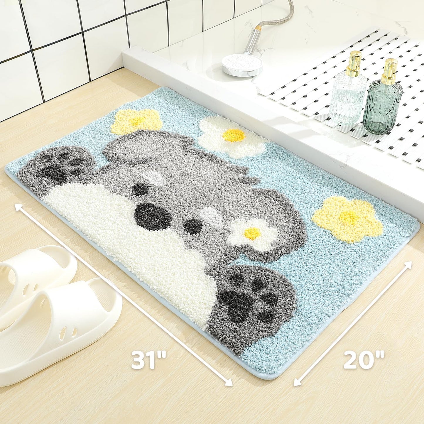 Tapete baño microfibra antiderrap con animales para niños