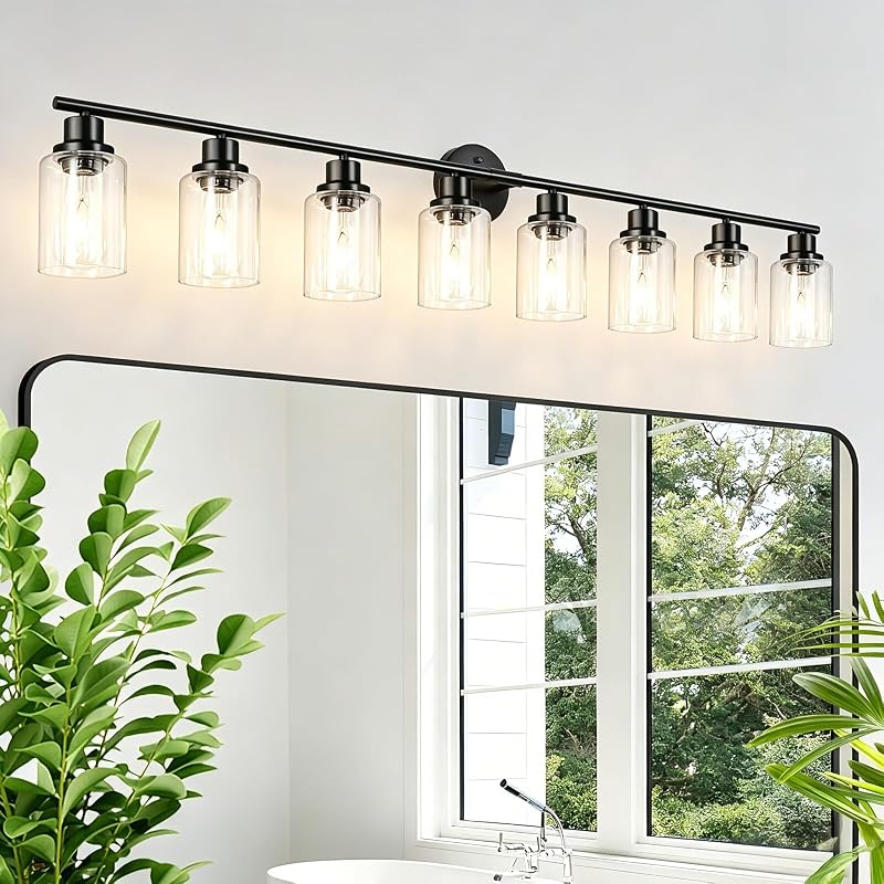 8 Luces Negras Apliques Baño Cocina Vidrio Transparente E26