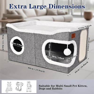 Cama para gatos extra grande con rascador y pelota esponjosa