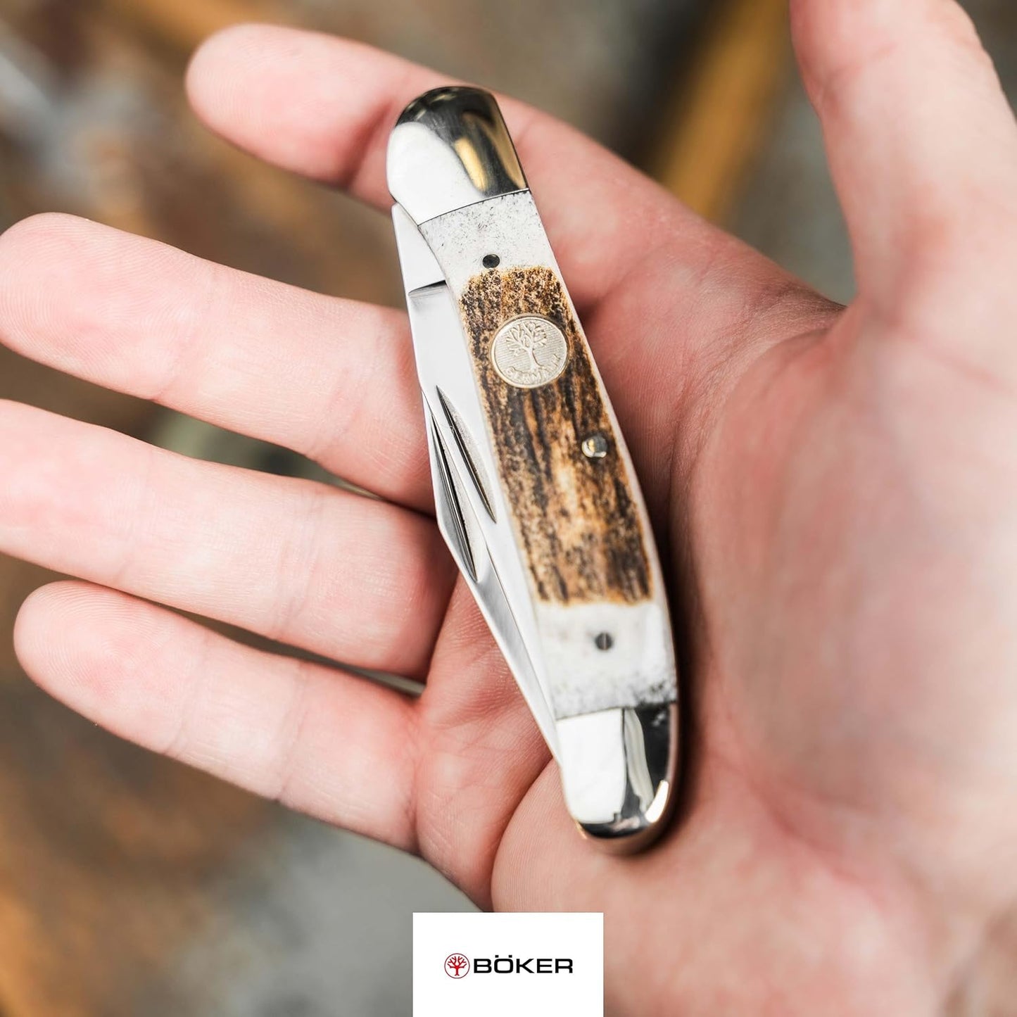 Cuchillo bolsillo 3.75pulg ciervo auténtico fabricado