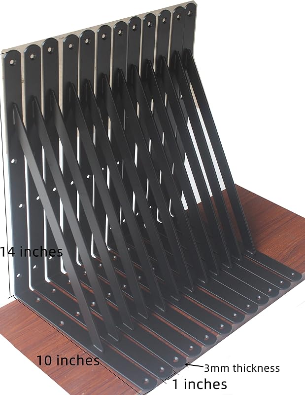 16 Soportes Estante Metal Negro Resistentes en L