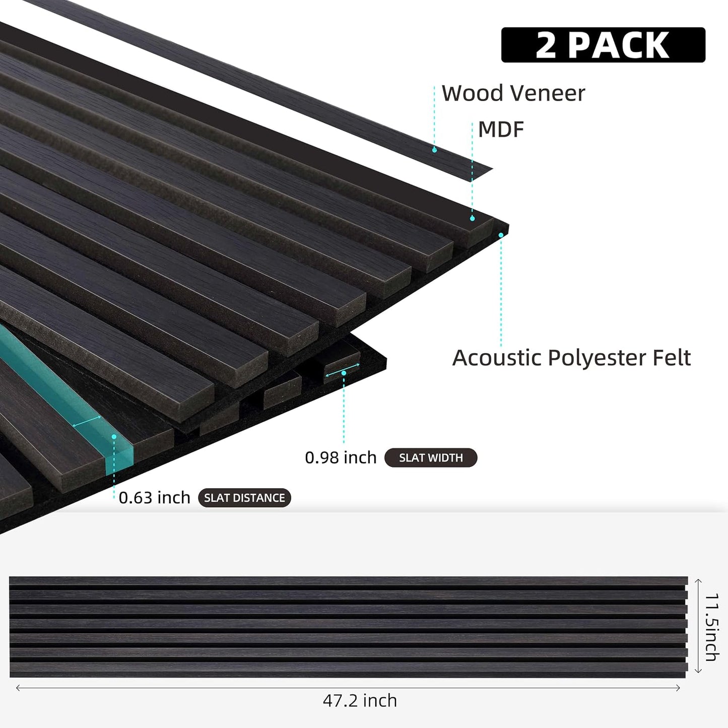 Paneles acústicos 3D de madera 47pulg para pared decoración