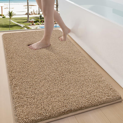 Alfombra baño beige goma 24x36pulg absorbente gruesa suave lavable