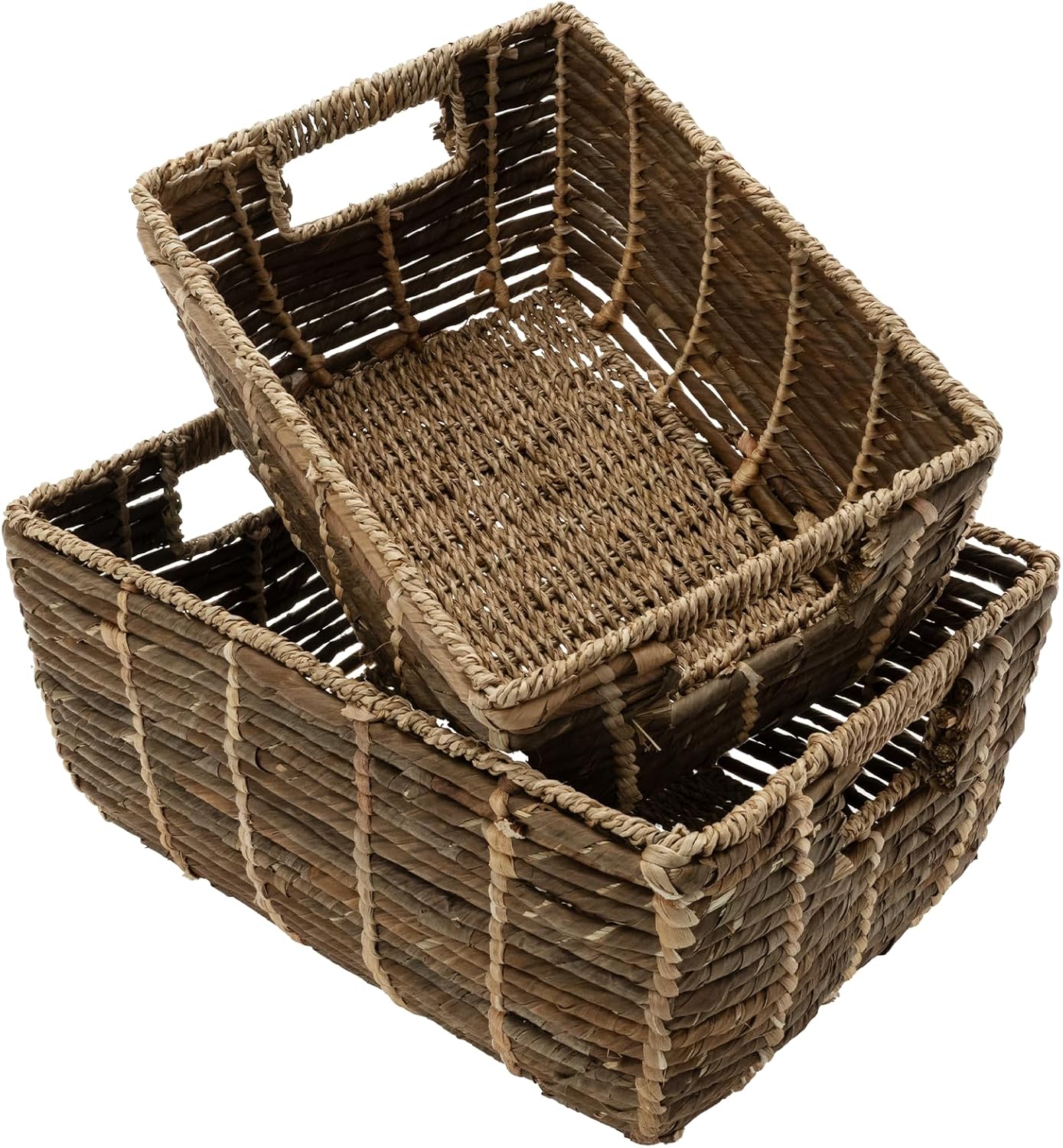 Cestas mimbre decorativas con asas set 2