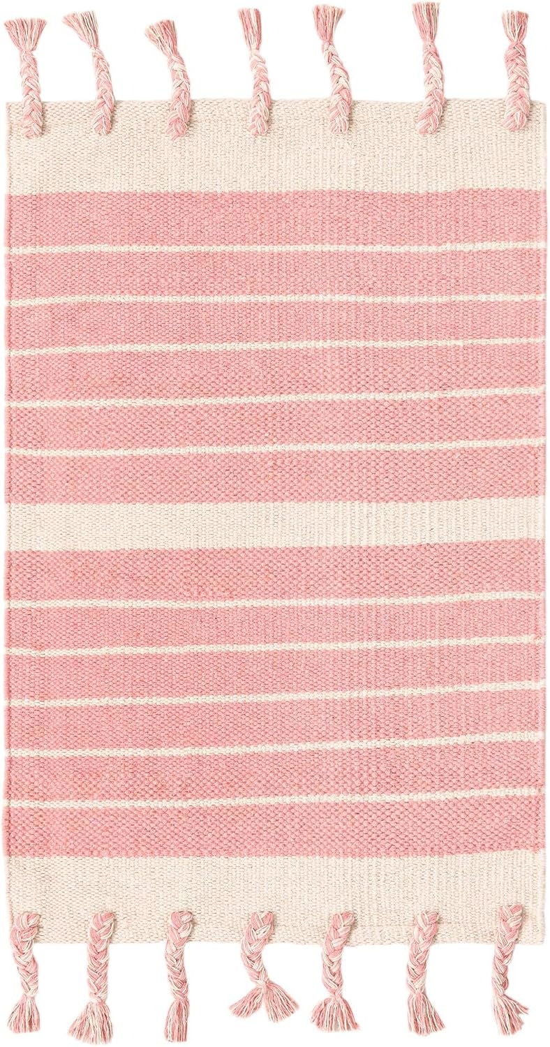 Alfombra área Sophie 2x3" rectangular rosa y blanco