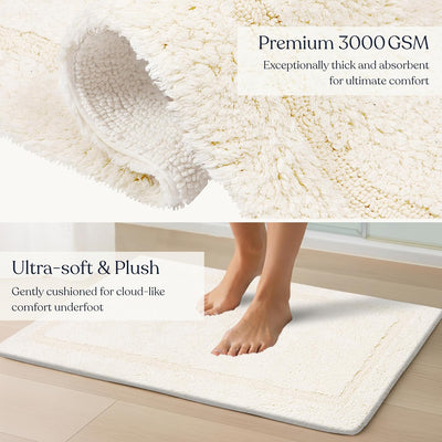 Alfombra baño reversible algodón GOTS 30x50 marfil