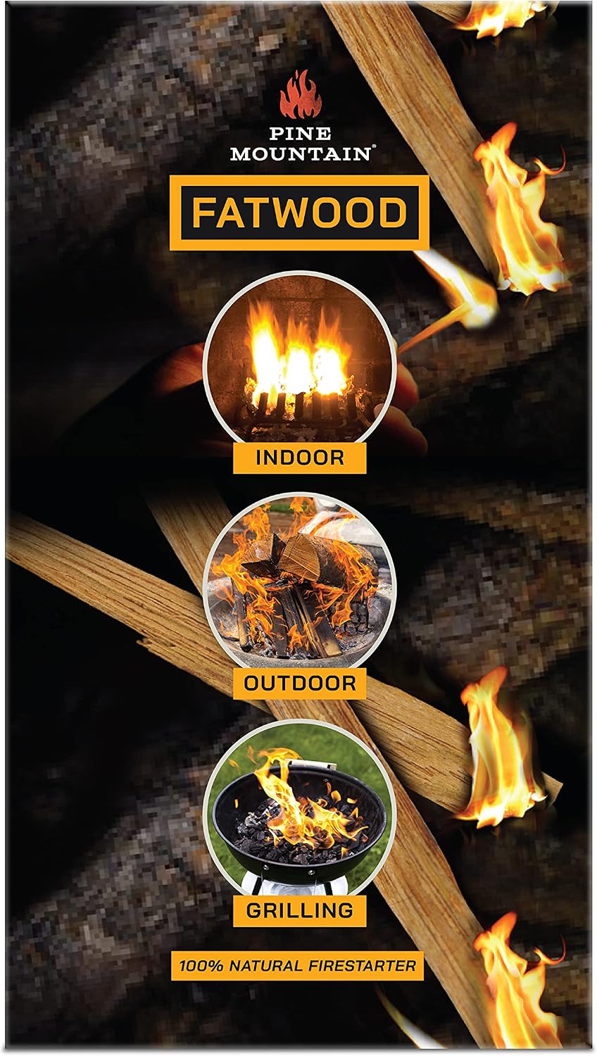 Palos madera grasa 5lb para encender fuego interiores exteriores