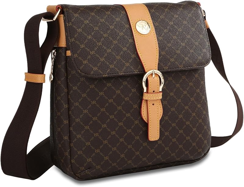 Bolso bandolera hebilla superior marrón mensajero
