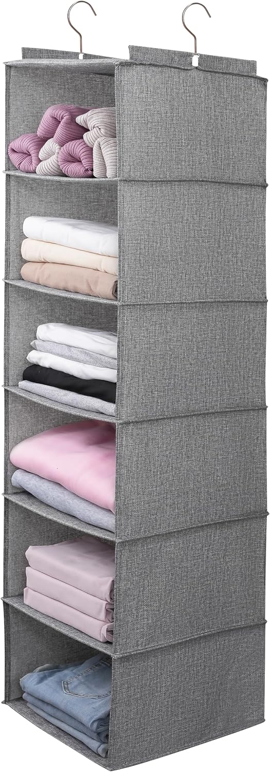 Organiz. colgante suéteres 6 estantes plegables gris